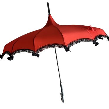 Boutique Lace and Bows Pagoda Umbrella Red