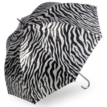 Everyday Zebra Print (Metallic) Silver Stick Umbrella