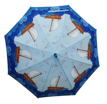 Laura Wall Boats Design Stick Umbrella