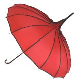 Boutique RIBBED Pagoda Umbrella Red