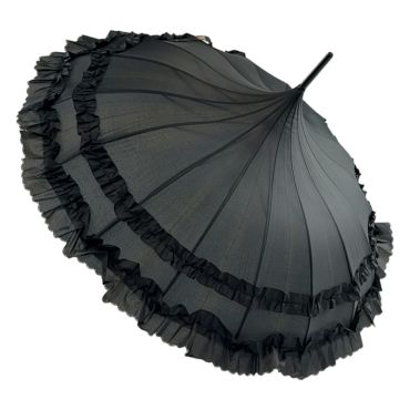 Soake Boutique Frilled Pagoda Umbrella in Black