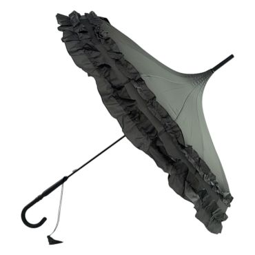 Boutique Frilled Pagoda Umbrella in Grey