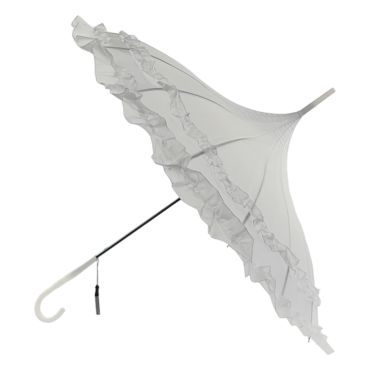 Boutique Frilled Pagoda Umbrella in White 